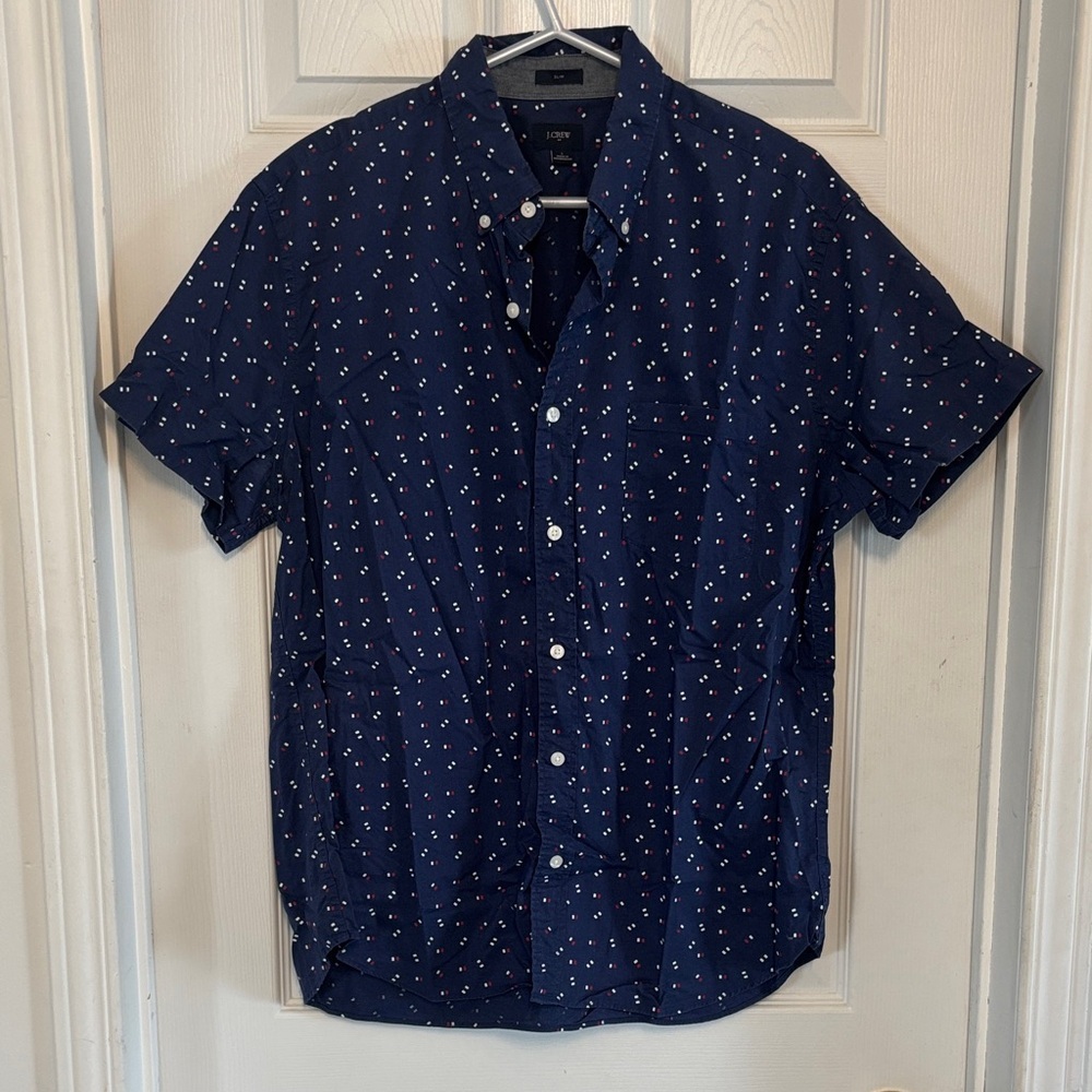 J. Crew Navy Patterned Men's Casual Shirt 100% cotton​